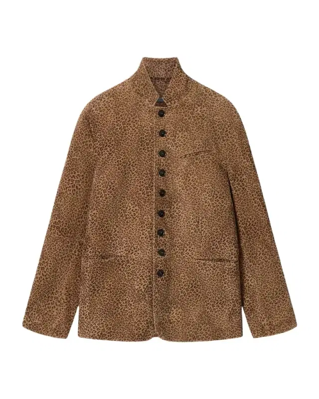 JOHN VARVATOS Men's Woodward Suede Leopard-Print Jacket
