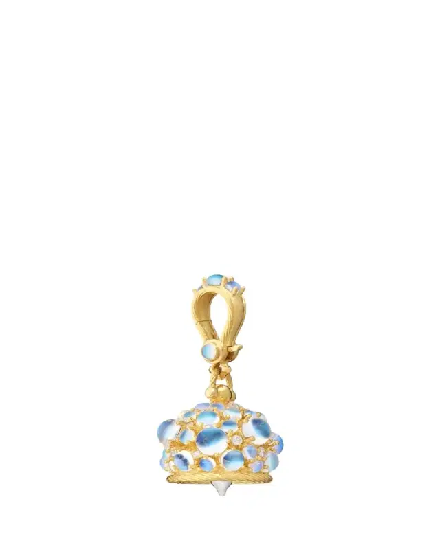 Paul Morelli 18K Yellow Gold Blue Moonstone & Diamond Meditation Bell Pendant, 0.19tcw