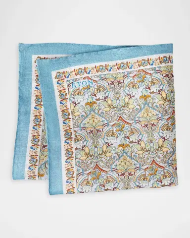 Eton Men's Floral Linen Pocket Square | Thumbnail 2