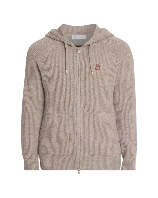 Men's Cashmere Rib Full-Zip Hoodie