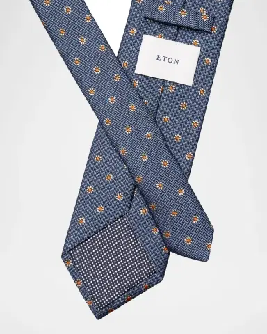 Eton Men's Woven Floral Silk and Linen Tie | Thumbnail 2 Eton Men's Woven Floral Silk and Linen Tie | Thumbnail 2