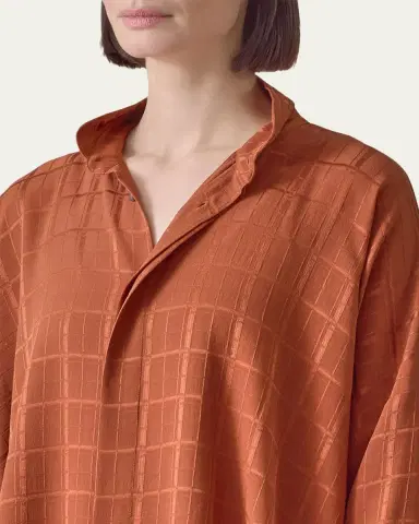 Eskandar Jacquard Silk Satin Shirt | Thumbnail 10 Eskandar Jacquard Silk Satin Shirt | Thumbnail 10