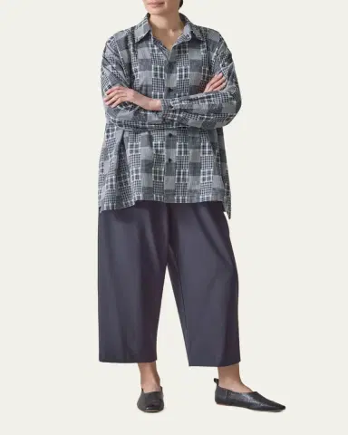Eskandar Cotton Patchwork Slim A-Line Shirt | Thumbnail 2 Eskandar Cotton Patchwork Slim A-Line Shirt | Thumbnail 2