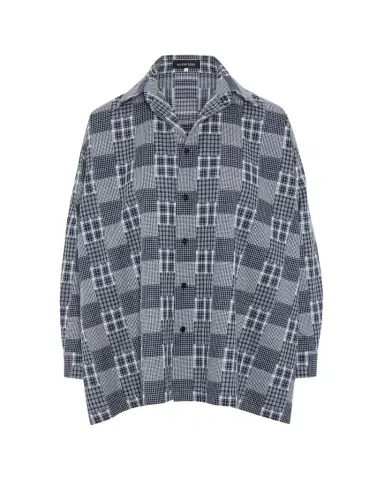 Eskandar Cotton Patchwork Slim A-Line Shirt | Thumbnail 1 Eskandar Cotton Patchwork Slim A-Line Shirt | Thumbnail 1