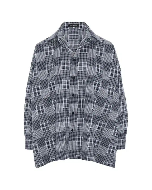 Eskandar Cotton Patchwork Slim A-Line Shirt