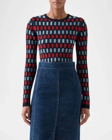 Akris punto Block Wool Knit Long-Sleeve Top | Thumbnail 4