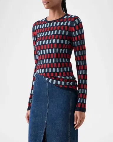 Akris punto Block Wool Knit Long-Sleeve Top | Thumbnail 6