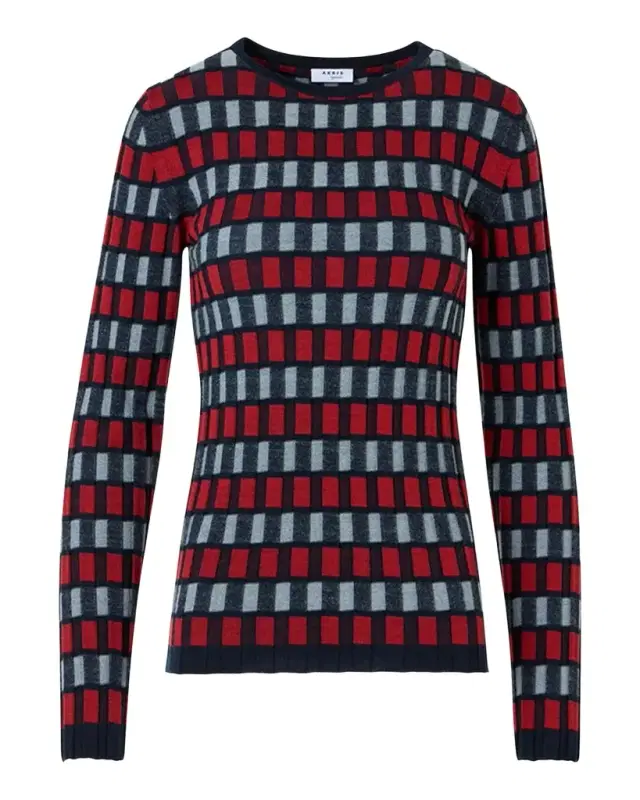 Akris punto Block Wool Knit Long-Sleeve Top