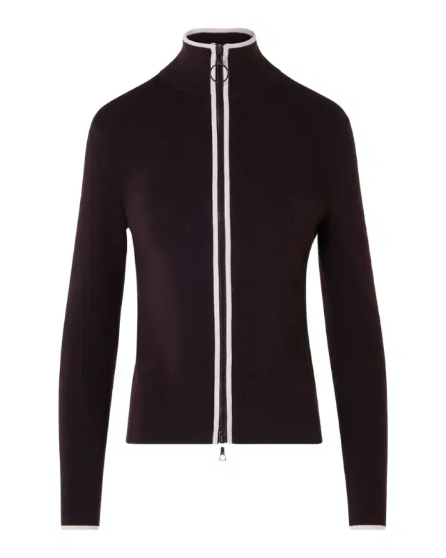 Akris punto Merino Wool Knit Zip Cardigan