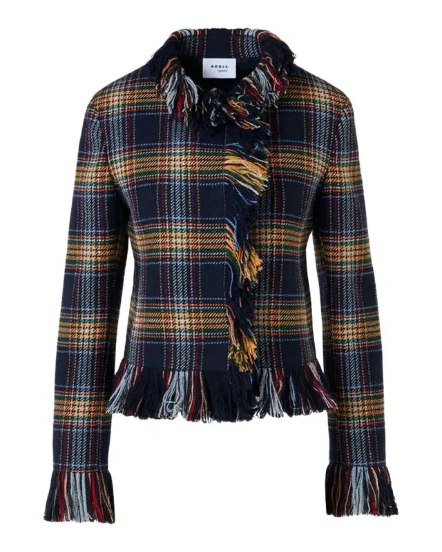 Akris punto Plaid Tweed Wool-Blend Jacket