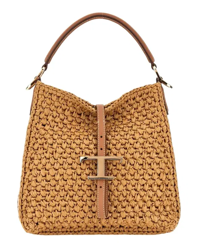 Tod 's T Timeless Mini Raffia Bucket Bag