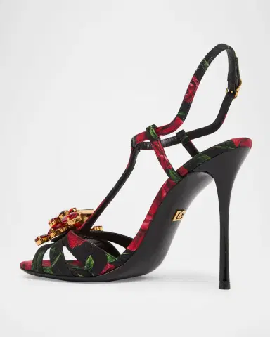 Dolce & Gabbana 105mm Embellished Rose-Printed Satin Sandals | Thumbnail 4 Dolce & Gabbana 105mm Embellished Rose-Printed Satin Sandals | Thumbnail 4