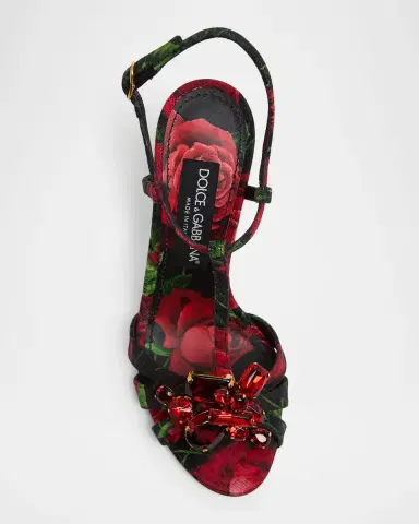 Dolce & Gabbana 105mm Embellished Rose-Printed Satin Sandals | Thumbnail 6 Dolce & Gabbana 105mm Embellished Rose-Printed Satin Sandals | Thumbnail 6