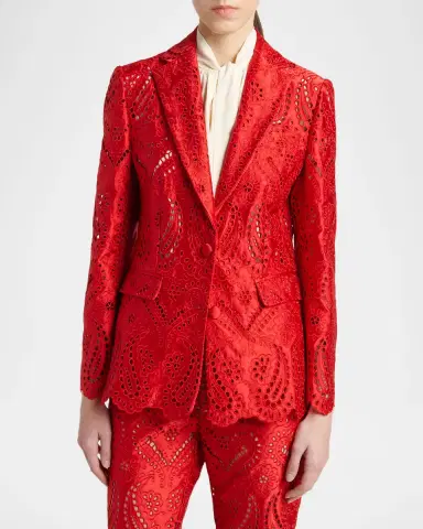 Etro Paisley Eyelet Embroidered Satin Single-Breasted Jacket | Thumbnail 4 Etro Paisley Eyelet Embroidered Satin Single-Breasted Jacket | Thumbnail 4