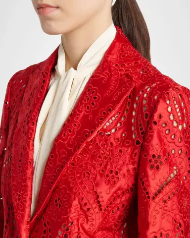 Etro Paisley Eyelet Embroidered Satin Single-Breasted Jacket | Thumbnail 5 Etro Paisley Eyelet Embroidered Satin Single-Breasted Jacket | Thumbnail 5