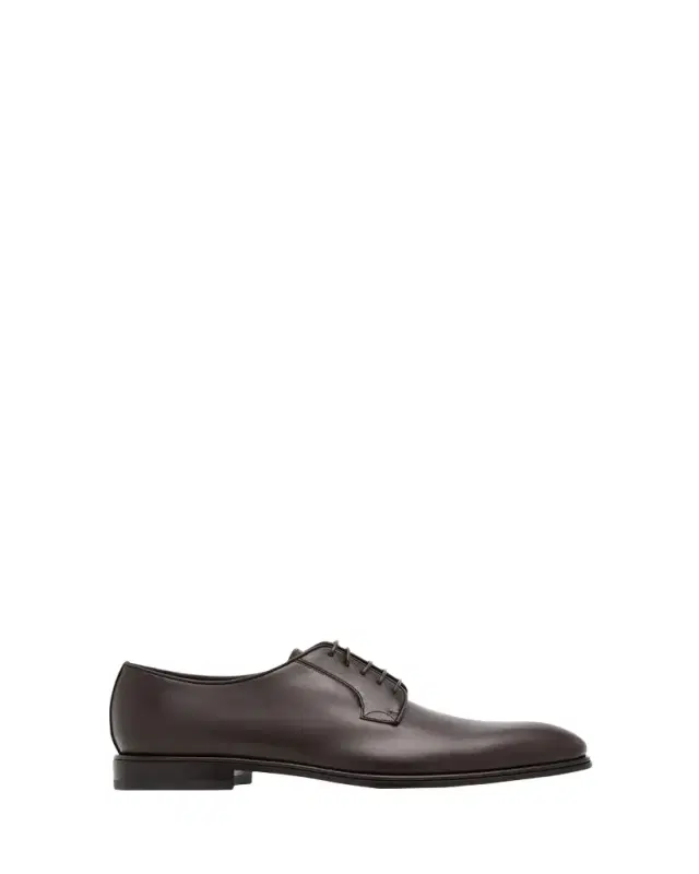 Ferragamo Men's Leather Almond-Toe Derby Shoes