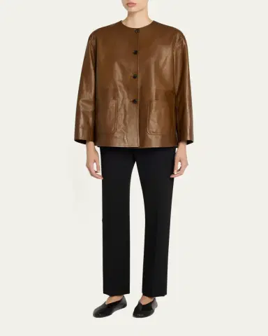 The Row Quintus Leather Single-Breasted Jacket | Thumbnail 2 The Row Quintus Leather Single-Breasted Jacket | Thumbnail 2