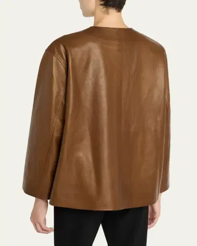 The Row Quintus Leather Single-Breasted Jacket | Thumbnail 3 The Row Quintus Leather Single-Breasted Jacket | Thumbnail 3