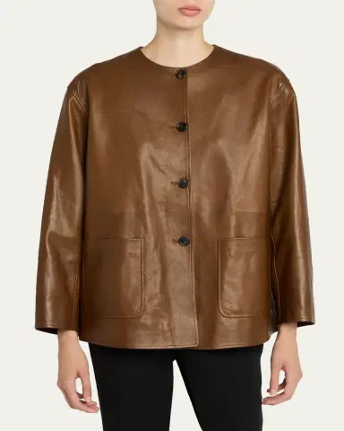 The Row Quintus Leather Single-Breasted Jacket | Thumbnail 4 The Row Quintus Leather Single-Breasted Jacket | Thumbnail 4