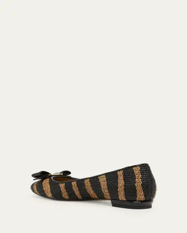 Ferragamo Varina Zebra-Printed Raffia Ballerina Flats | Thumbnail 2 Ferragamo Varina Zebra-Printed Raffia Ballerina Flats | Thumbnail 2