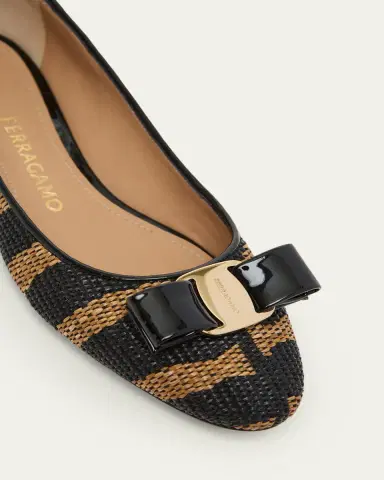 Ferragamo Varina Zebra-Printed Raffia Ballerina Flats | Thumbnail 3 Ferragamo Varina Zebra-Printed Raffia Ballerina Flats | Thumbnail 3