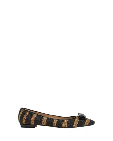 Ferragamo Varina Zebra-Printed Raffia Ballerina Flats | Thumbnail 1 Ferragamo Varina Zebra-Printed Raffia Ballerina Flats | Thumbnail 1