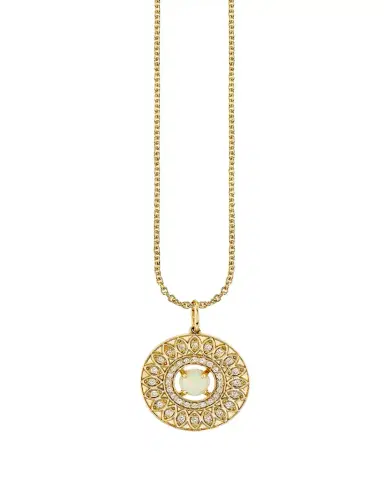 Sydney Evan 14K Marquise Eye Open Wheel Charm Necklace | Thumbnail 1