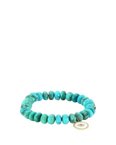 Sydney Evan 14K Yellow Gold, 0.18 TCW Diamond, Sapphire & Turquoise Evil Eye Beaded Bracelet | Thumbnail 1