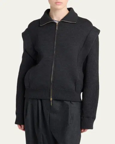 Giorgio Armani Zip-Front Knit Blouson Jacket | Thumbnail 4