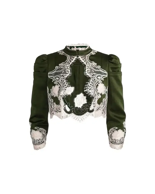 ALICE + OLIVIA Thomasina Lace-Trimmed Crop Jacket