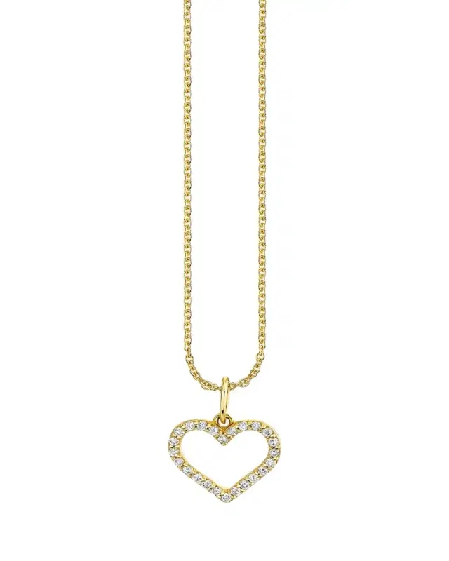 Sydney Evan 14K Yellow Gold Open Heart Charm Necklace