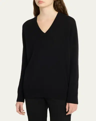 The Row Phora Lightweight Cashmere V-Neck Sweater | Thumbnail 4 The Row Phora Lightweight Cashmere V-Neck Sweater | Thumbnail 4