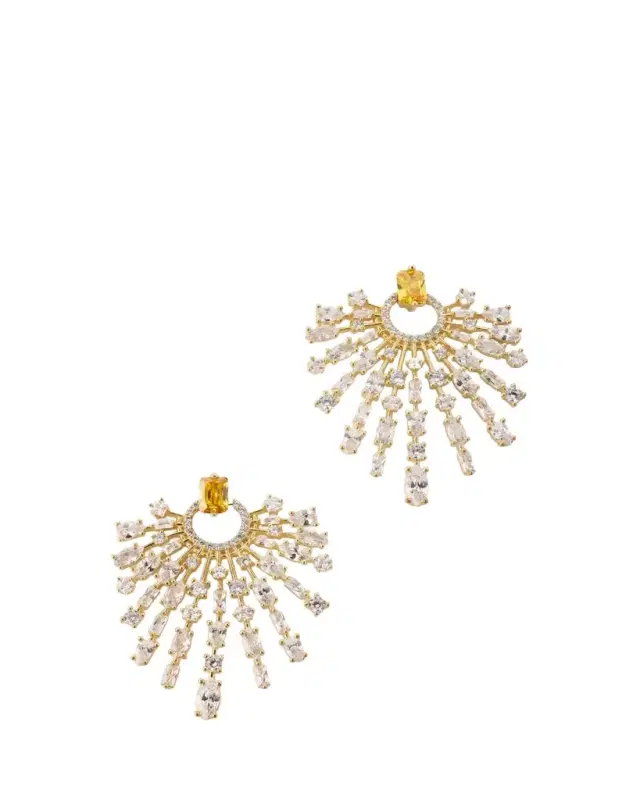 Holly Earrings with Crystals, White