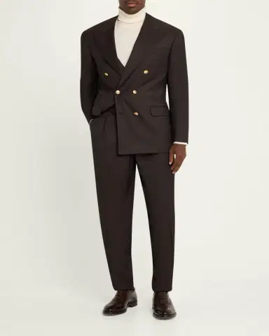 Brunello Cucinelli Men's Wool and Cashmere Chevron Double-Breasted Suit | Thumbnail 2 Brunello Cucinelli Men's Wool and Cashmere Chevron Double-Breasted Suit | Thumbnail 2