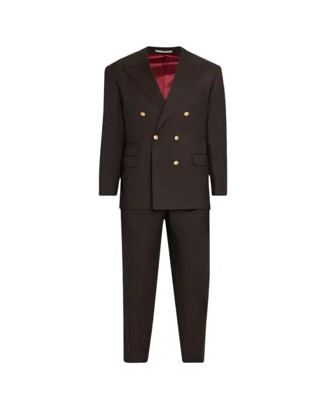 Brunello Cucinelli Men's Wool and Cashmere Chevron Double-Breasted Suit