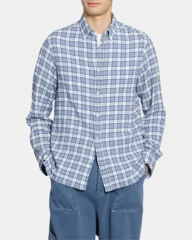 OFFICINE GÉNÉRALE Men's Arsene Waffled Cotton Check Shirt | Thumbnail 4 OFFICINE GÉNÉRALE Men's Arsene Waffled Cotton Check Shirt | Thumbnail 4