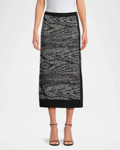 Misook Animal Abstract Jacquard Soft Knit Midi Skirt | Thumbnail 4 Misook Animal Abstract Jacquard Soft Knit Midi Skirt | Thumbnail 4