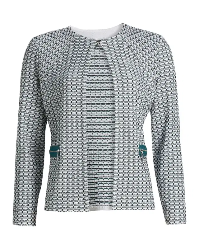 Misook Basketweave Knit Fitted Jacket