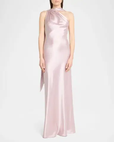 Talbot Runhof Crepe Satin One-Shoulder Long Evening Gown | Thumbnail 2