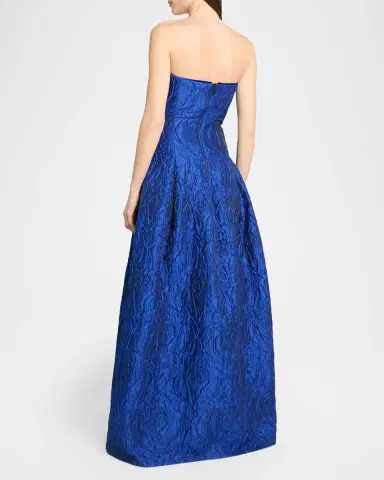 Talbot Runhof Strapless Poiret Rose Jacquard Pocket Gown | Thumbnail 3