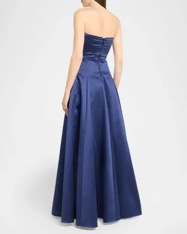 Talbot Runhof Strapless Zigzag Draped Mikado Silk Ball Gown | Thumbnail 3 Talbot Runhof Strapless Zigzag Draped Mikado Silk Ball Gown | Thumbnail 3