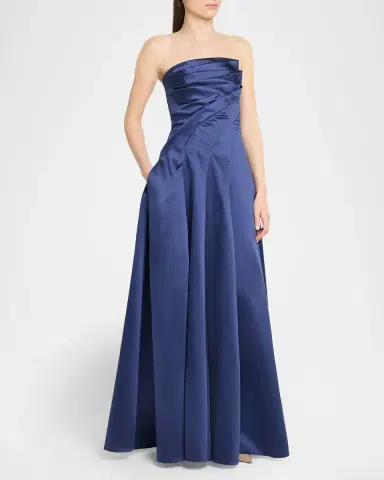 Talbot Runhof Strapless Zigzag Draped Mikado Silk Ball Gown | Thumbnail 4 Talbot Runhof Strapless Zigzag Draped Mikado Silk Ball Gown | Thumbnail 4