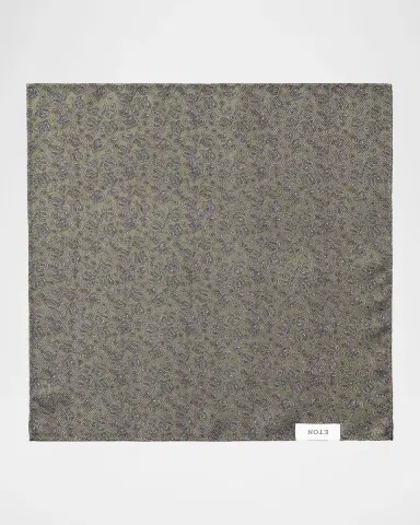 Eton Men's Medallion Double Print Silk Pocket Square | Thumbnail 3
