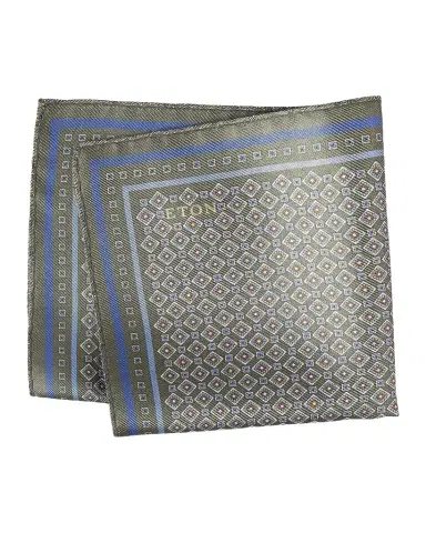 Eton Men's Medallion Double Print Silk Pocket Square | Thumbnail 1
