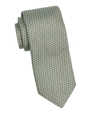 Canali Men's Geometric Woven Silk Tie | Thumbnail 1