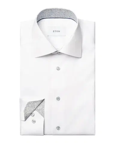 Eton Men's Floral Detail Signature Slim-Fit Cotton Twill Shirt | Thumbnail 1 Eton Men's Floral Detail Signature Slim-Fit Cotton Twill Shirt | Thumbnail 1