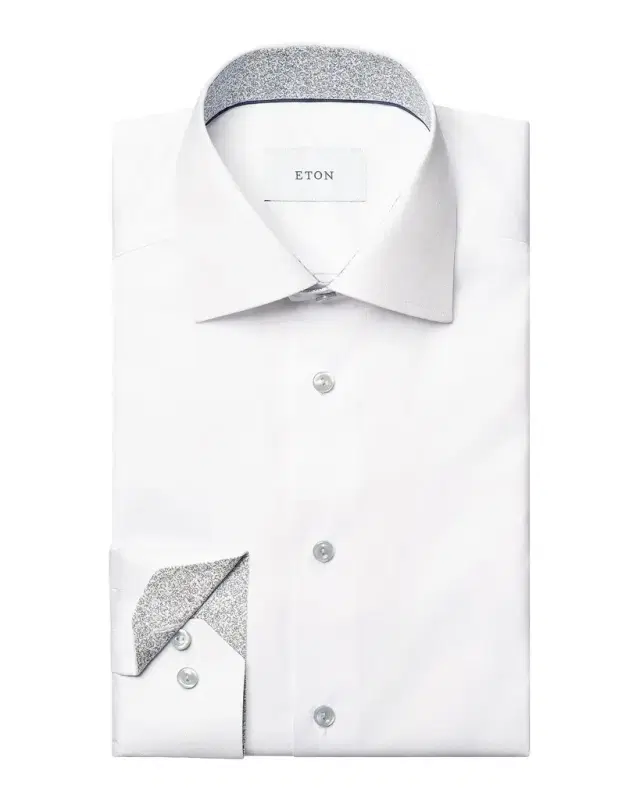 Eton Men 's Floral Detail Signature Slim-Fit Cotton Twill Shirt