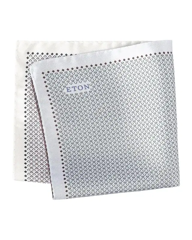Eton Men 's Four-Sided Micro-Print Silk Pocket Square