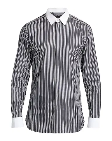 TOM FORD Men 's Cotton Multi-Stripe Contrast-Trim Sport Shirt | Thumbnail 1 TOM FORD Men 's Cotton Multi-Stripe Contrast-Trim Sport Shirt | Thumbnail 1