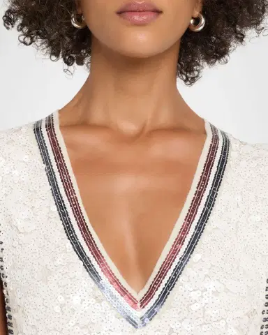 CYNTHIA ROWLEY Sleeveless Sequin Wool-Cashmere Knit Mini Dress | Thumbnail 5